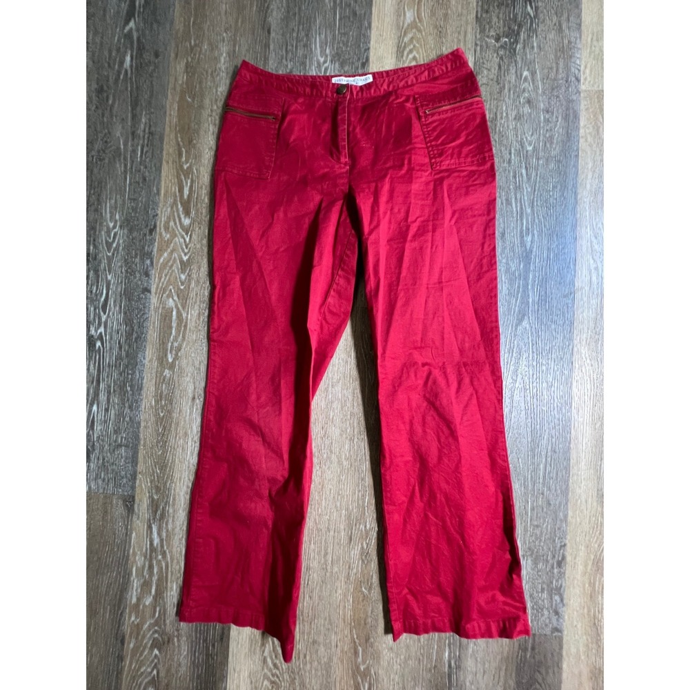 Josephine Chaus Pants Women 8P Red Zip Pocket Straight Leg Trousers